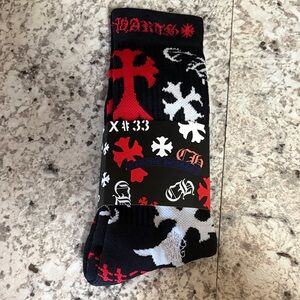 Chrome Hearts Black and Red Graphic Socks